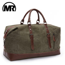Load image into Gallery viewer, Canvas Travel Bag Leather Large