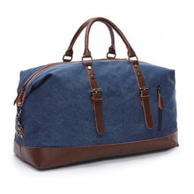 Load image into Gallery viewer, Canvas Travel Bag Leather Large