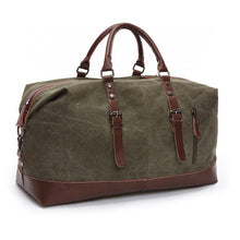 Load image into Gallery viewer, Canvas Travel Bag Leather Large