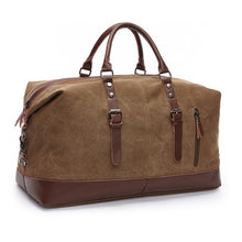 Load image into Gallery viewer, Canvas Travel Bag Leather Large