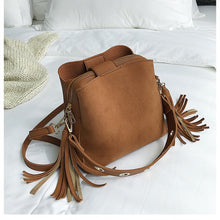 Load image into Gallery viewer, Women Bucket Bag Vintage Tassel Messenger Bag
