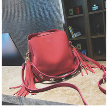 Load image into Gallery viewer, Women Bucket Bag Vintage Tassel Messenger Bag
