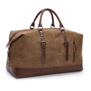 Canvas Travel Bag Leather Large